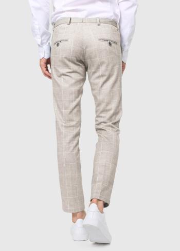 Quintilliano bēšas rūtainas vīriešu bikses - back