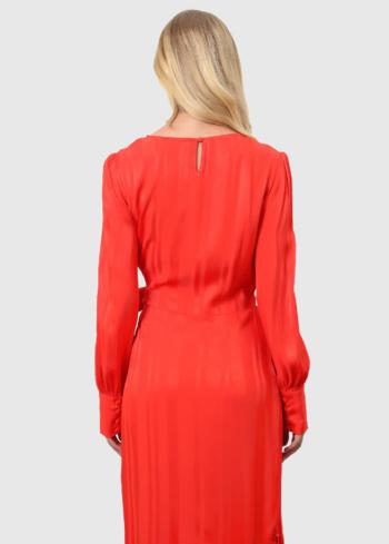 Darinka sarkana kleita ar garām piedurknēm - back