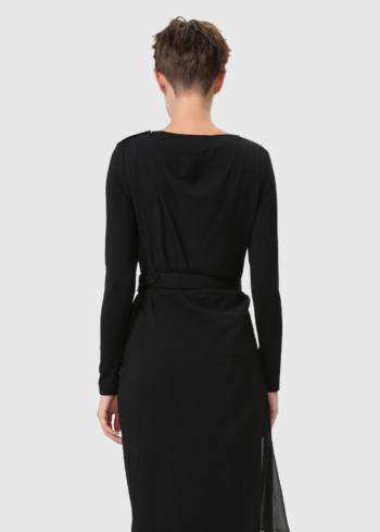 Dayan melna asimetriska kleita - back