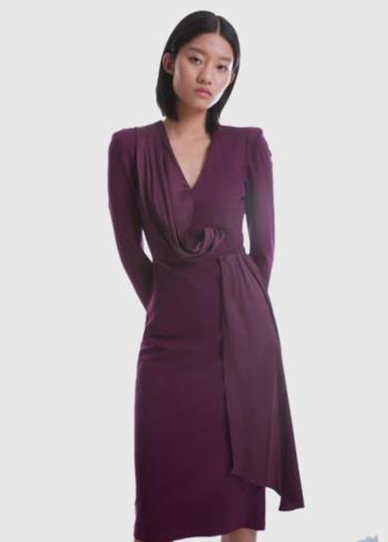 Eimy bordo kleita ar garām piedurknēm - back