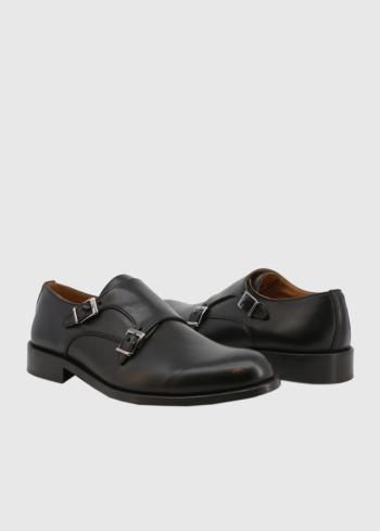 Melni ādas apavi ar siksniņu - back