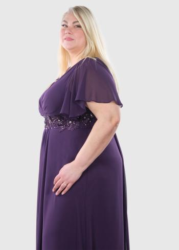 Bruna Lielo izmēru tumši violeta gara vakarkleita - back