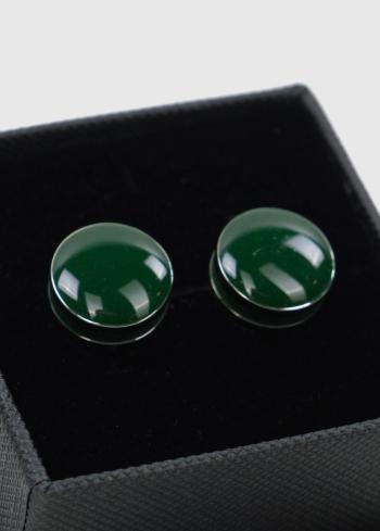 Zaļas vīriešu apaļas aproču pogas - back