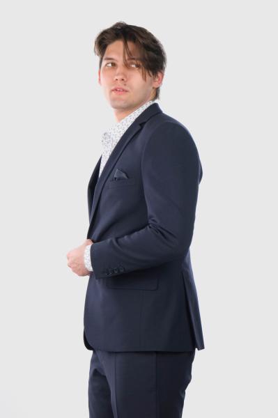 Acacio tumši zils pieguļošs uzvalks ar vilnu - back