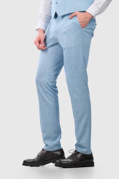 Eduardo gaiši zilas rūtainas vīriešu bikses - back