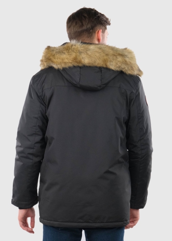 Giovanbattista melna vīriešu parka ar kažokādu - back