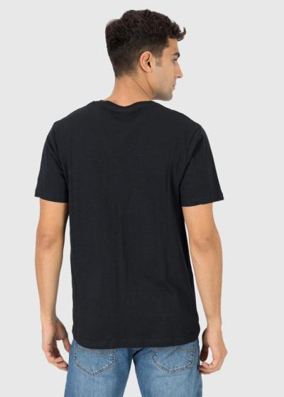 Tumši zils vīriešu t-krekls ar pogām - back