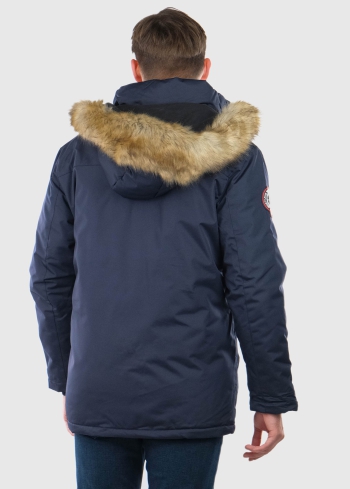 Giovanbattista tumši zila vīriešu parka ar kažokādu - back