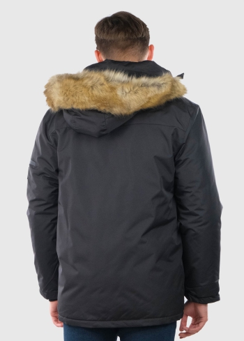 Giotto melna vīriešu parka ar kažokādu - back