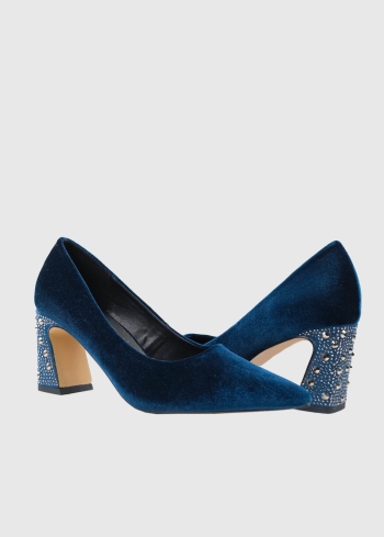 AZAREY zilas sieviešu kurpes ar spīguļiem - back