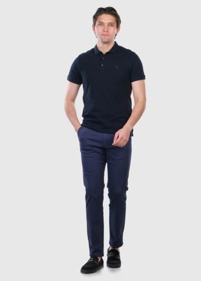 Tumši zils vīriešu polo krekls - back