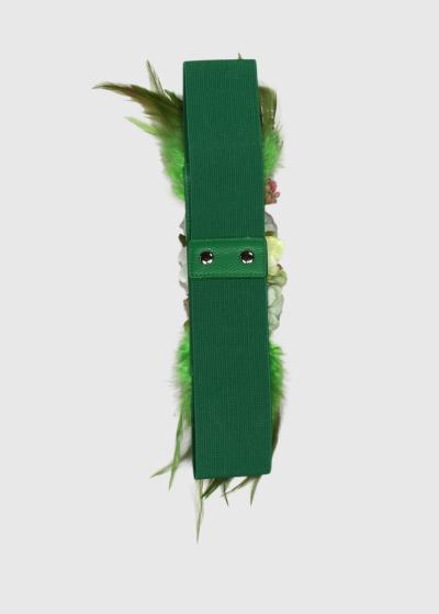 Quintina zaļa sieviešu josta ar aplikāciju - back