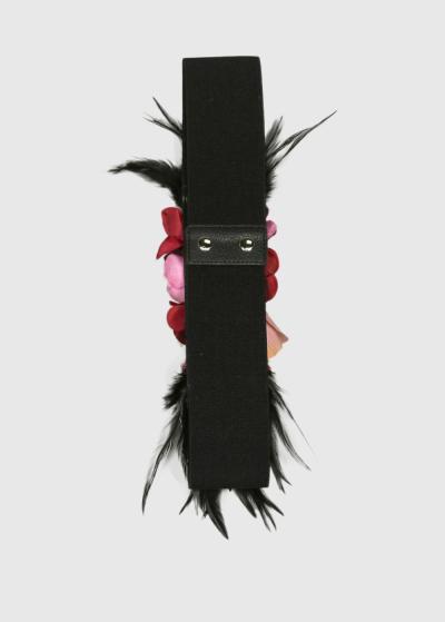 Quirina melna sieviešu josta ar aplikāciju - back