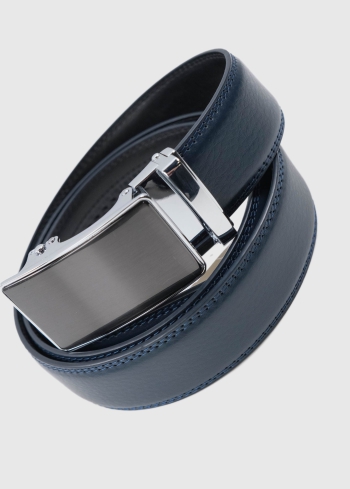 Ismaele zila ādas josta ar metālisku sprādzi - back