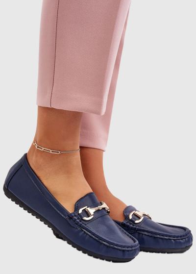 Asunción tumši zili sieviešu mokasīni - back