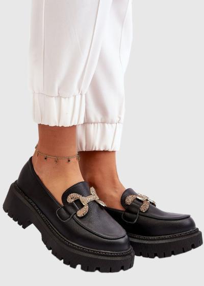 Artura melni sieviešu loaferi ar metāla sprādzi - back