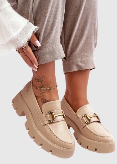 Arsenia bēši loaferi ar metāla sprādzi - back