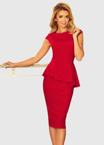 Oriana sarkana pieguļoša vakarkleita - back