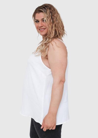 Águeda Lielo izmēru balts tops ar plānām lencītēm - back