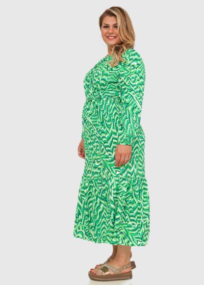 Apolonia Lielo izmēru zaļa gara kleita ar printu  - back