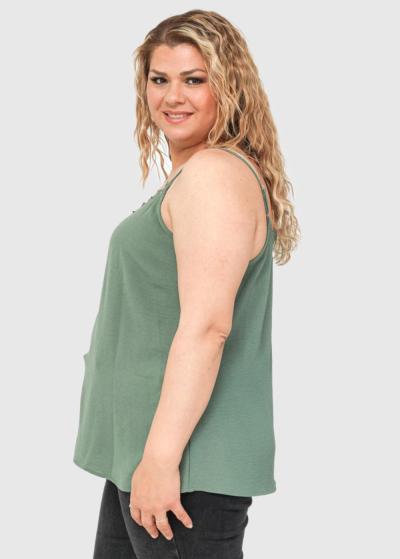 Águeda Lielo izmēru haki tops ar plānām lencītēm - back