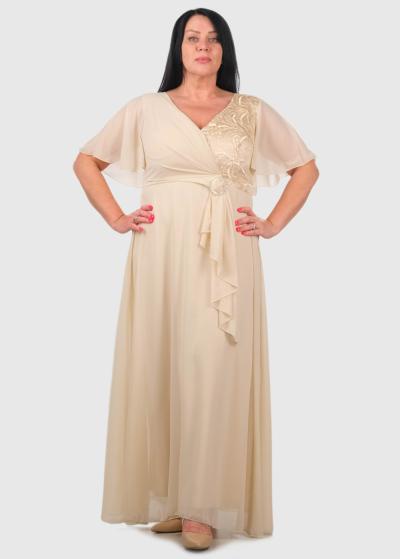 Hilary Lielo izmēru bēša gara vakarkleita - back