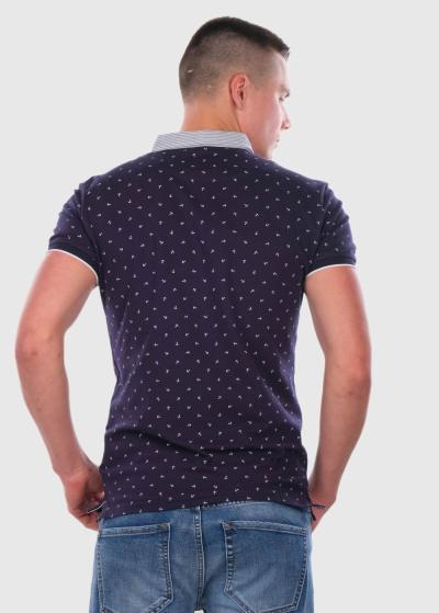 Domingo tumši zils polo krekls ar rakstu - back