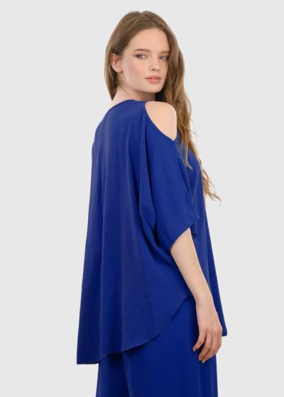 Sonia zila brīva piegriezuma blūze - back