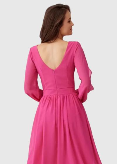 Kelly rozā vakarkleita ar garām piedurknēm - back