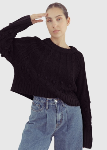 Melns adīts džemperis - back