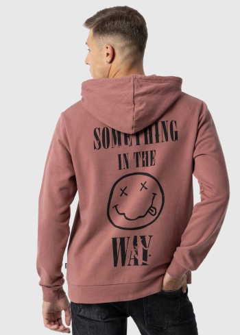 Tumši rozā vīriešu hūdijs ar uzrakstiem - back