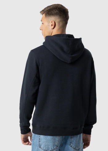 Tumši zils vīriešu hūdijs ar kabatām - back