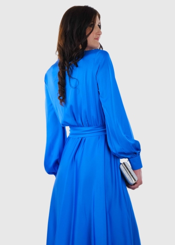 Ilaria zila vakarkleita ar garām piedurknēm - back