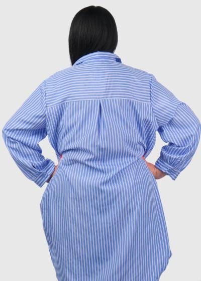 Aniceta Lielo izmēru zila pagarinātā blūze - back