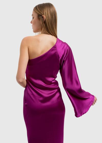 Violeta gara kleita uz viena pleca  - back