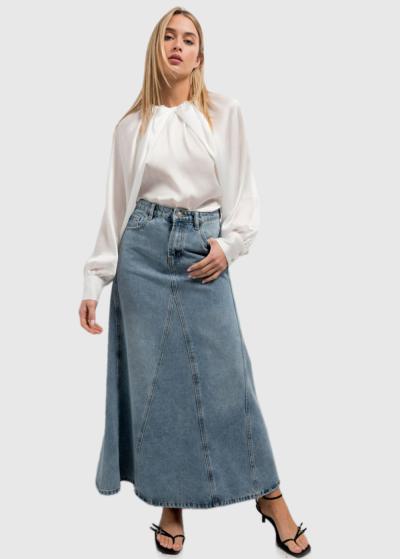 Balta blūze ar garām piedurknēm - back