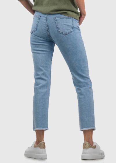 Jordana Skinny Fit zili sieviešu džinsi ar aplikāciju - back