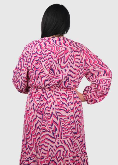 Apolonia Lielo izmēru rozā gara kleita ar printu  - back