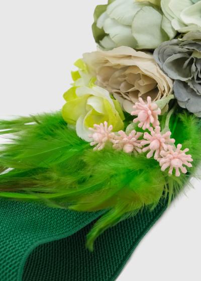 Malvina zaļa sieviešu josta ar aplikāciju - back