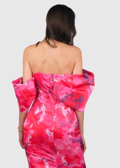 Maximiliana rozā vakarkleita ar rakstu - back