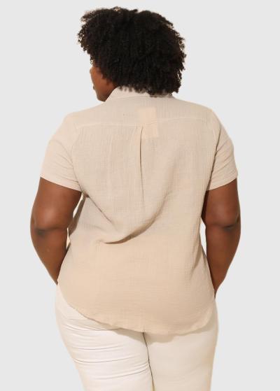 Olalla Lielo izmēru bēša blūze ar īsām piedurknēm - back