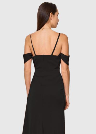 Pastora melna vakarkleita ar šaurām lencītēm - back