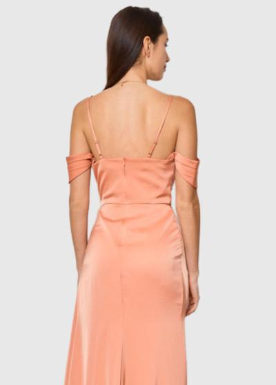 Pastora oranža vakarkleita ar šaurām lencītēm - back