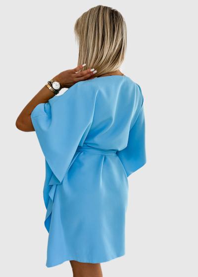 Agata gaiši zila kleita ar jostu - back