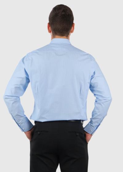 Slim Fit gaiši zils vīriešu krekls ar garām piedurknēm - back