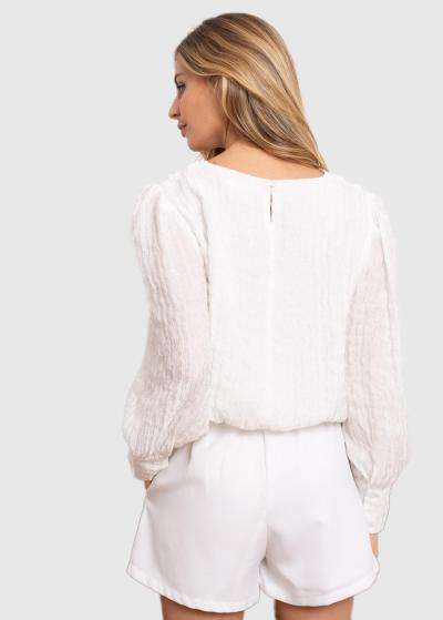 Ruperta balta blūze ar garām piedurknēm - back