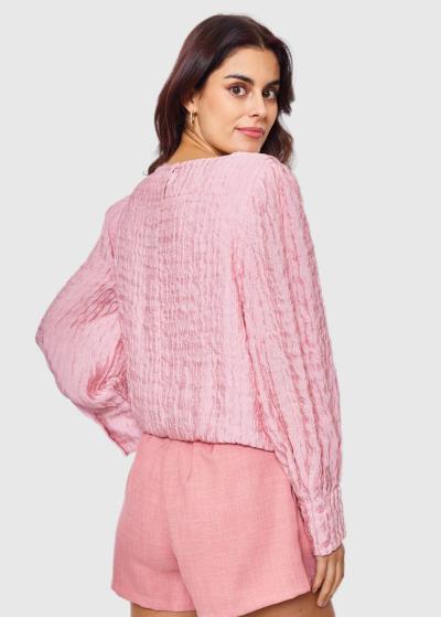 Ruperta rozā blūze ar garām piedurknēm - back