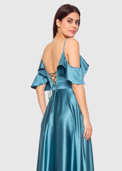 Aamina gara vakarkleita ar atvērtiem pleciem - back