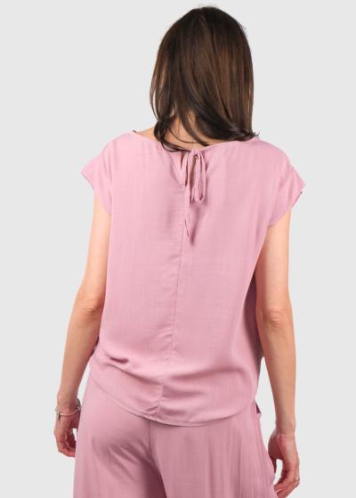 Aylin rozā blūze ar īsām piedurknēm - back