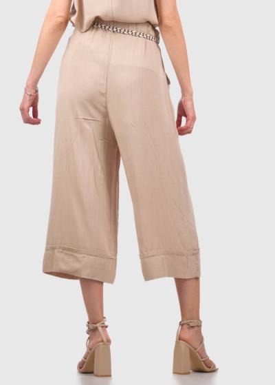 Aliana bēšas platas bikses ar augstu jostasvietu - back